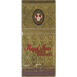 Front Strike Matchbook Cover Royal Inns Motor Hotels San Diego CA Gold Foil